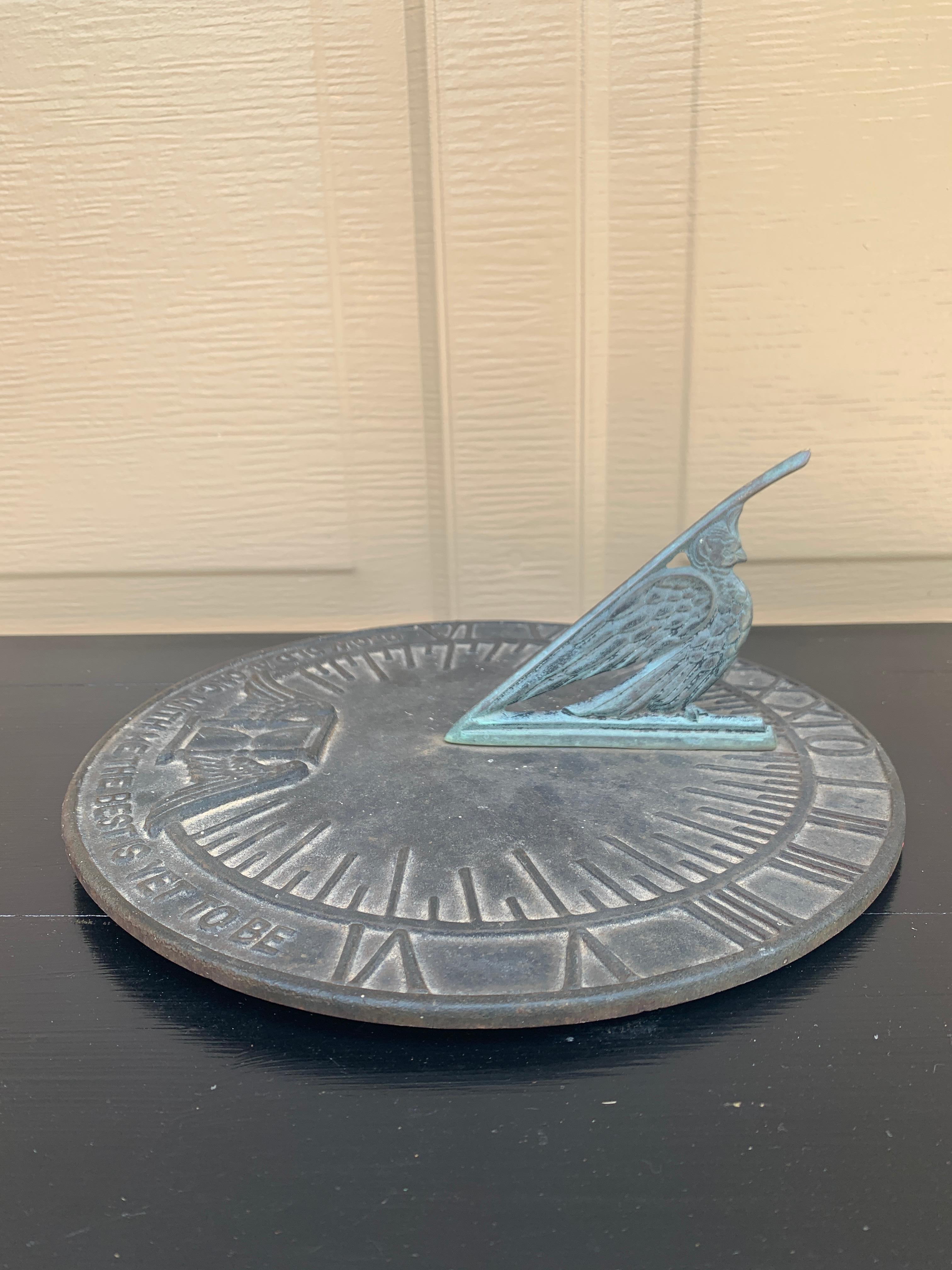 Neoclassical Vintage English Country Iron Verdigris Garden Sundial 
