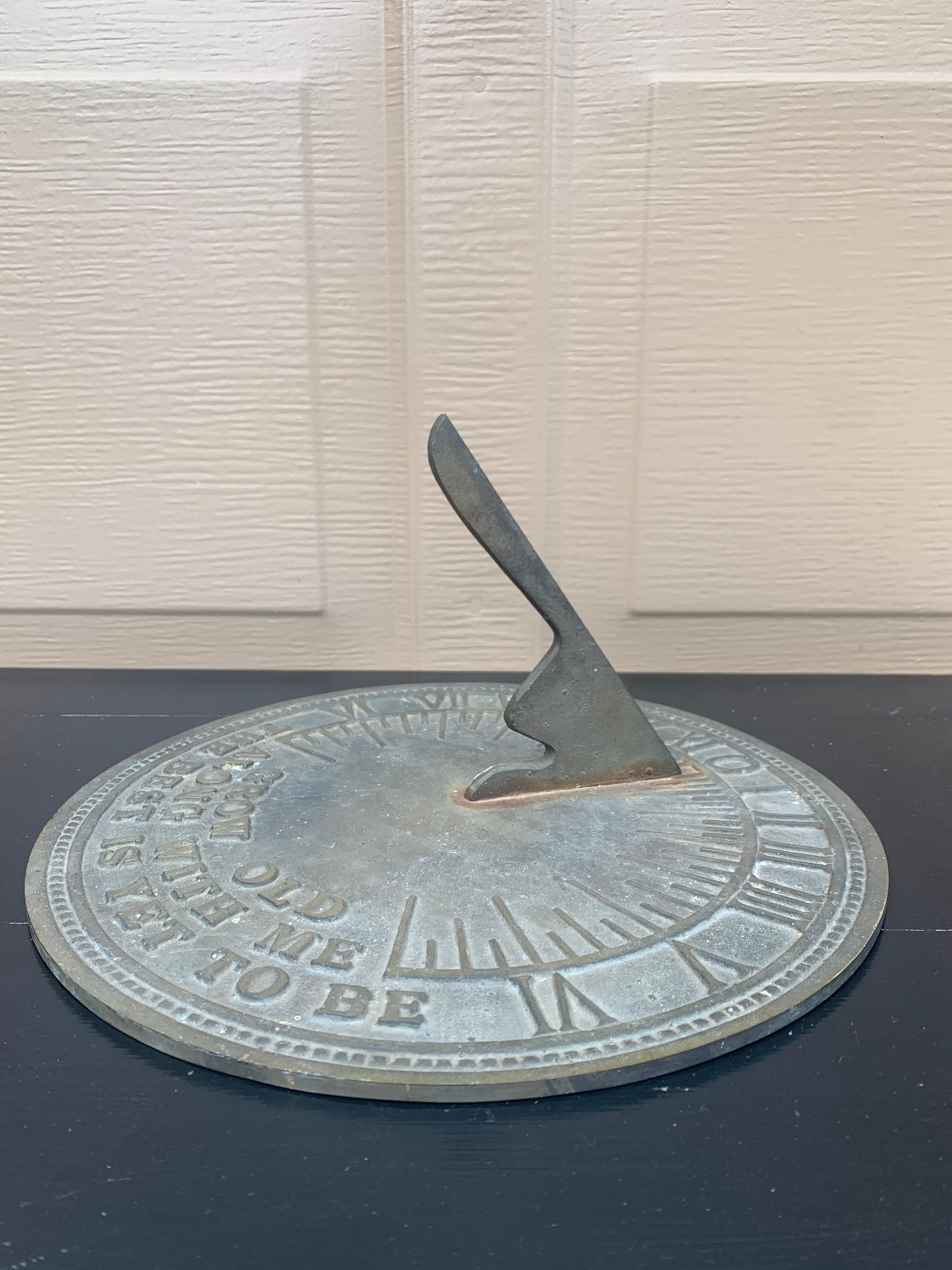 Neoclassical Vintage English Country Iron Verdigris Garden Sundial 