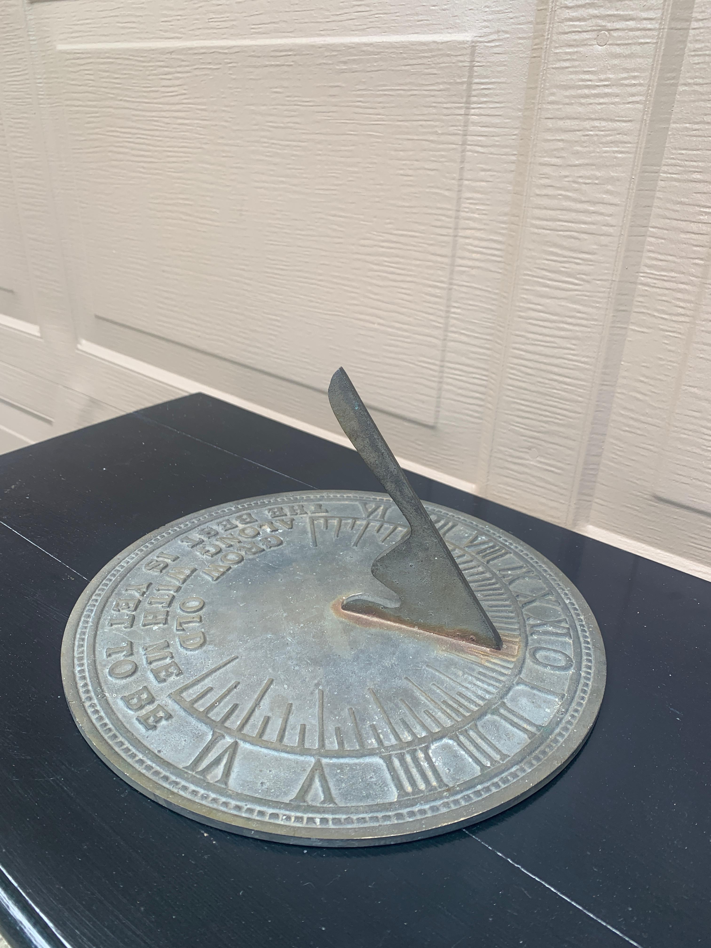 American Vintage English Country Iron Verdigris Garden Sundial 