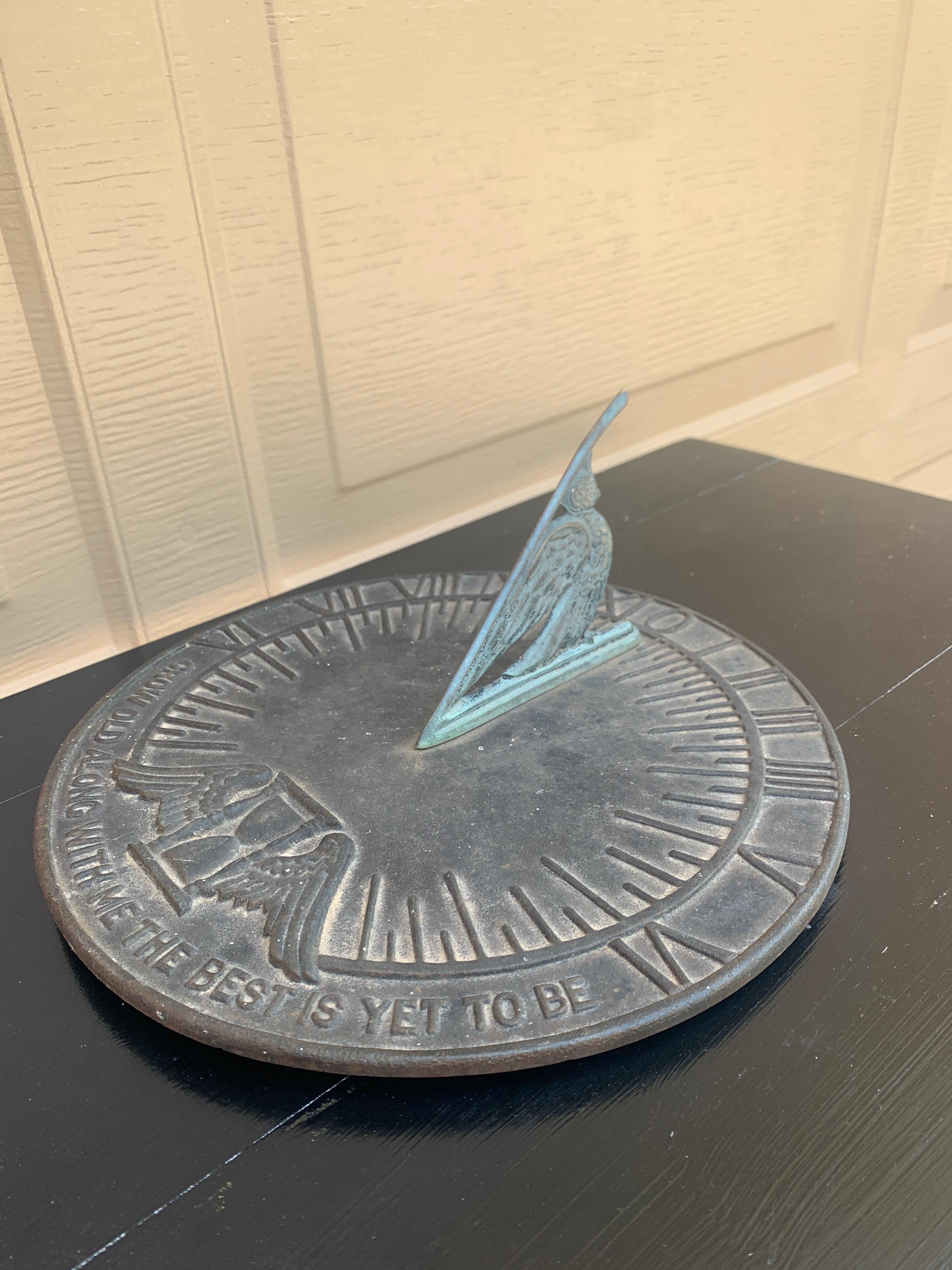 Vintage English Country Iron Verdigris Garden Sundial 