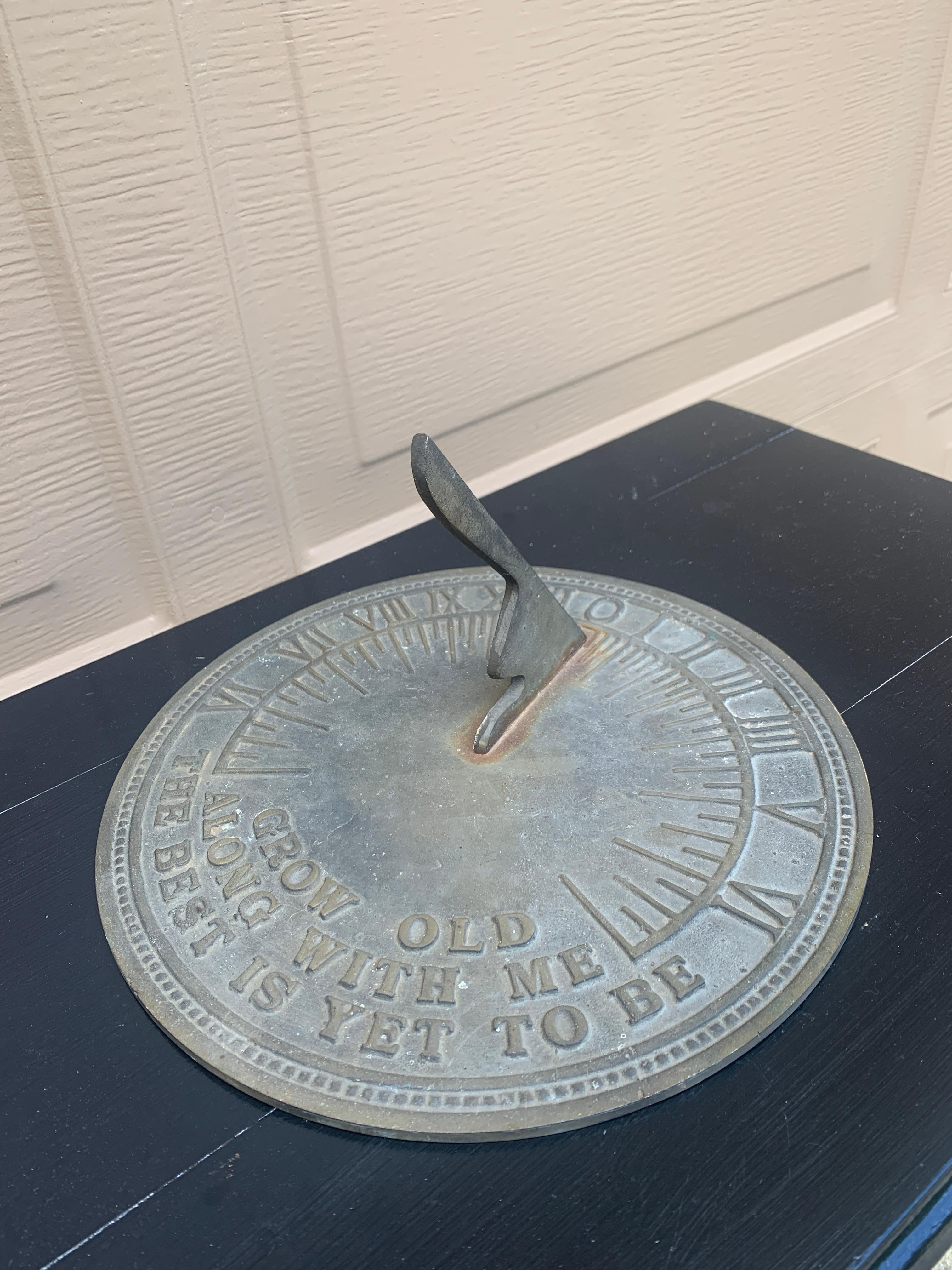Vintage English Country Iron Verdigris Garden Sundial 