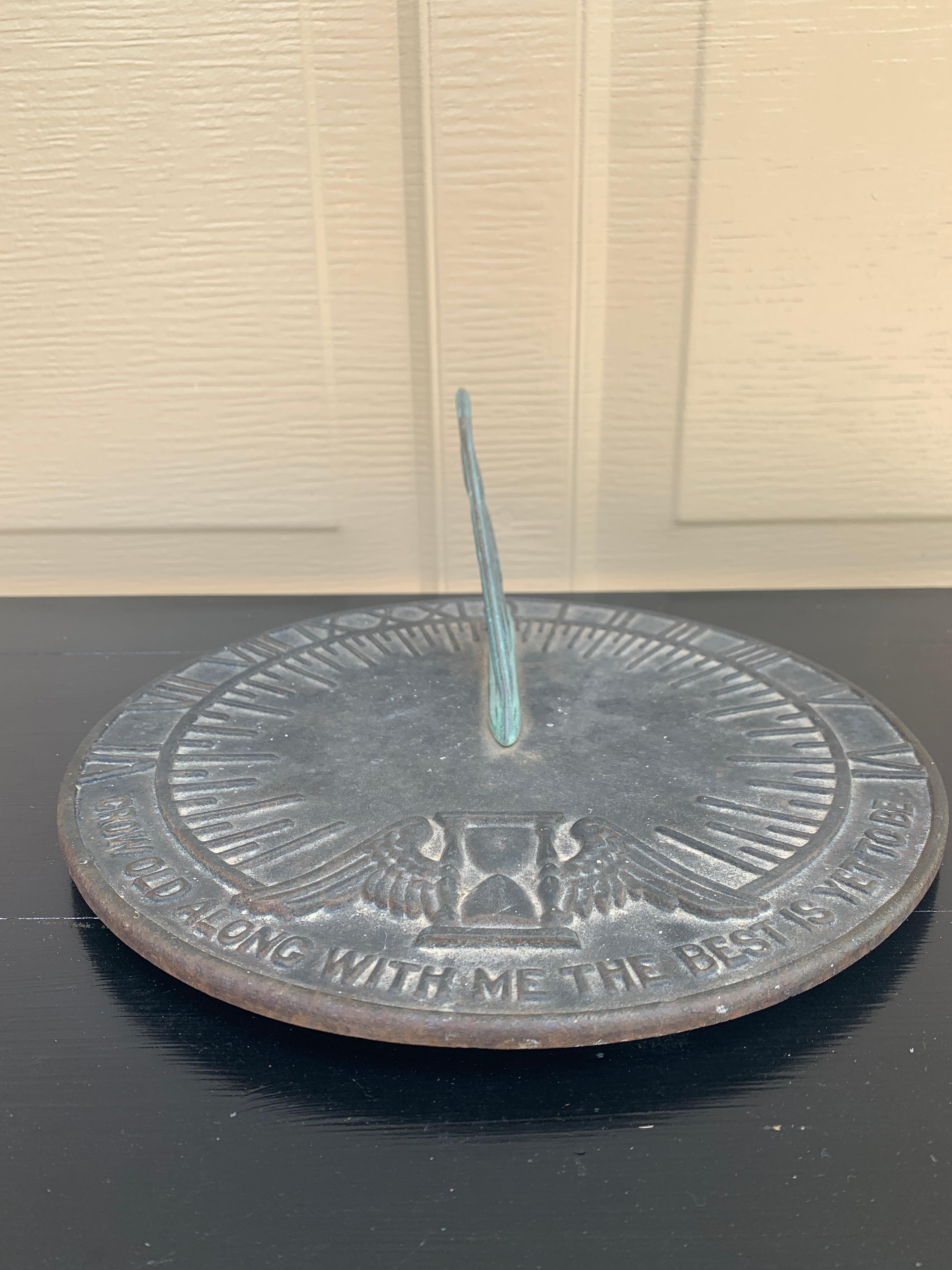 20th Century Vintage English Country Iron Verdigris Garden Sundial 