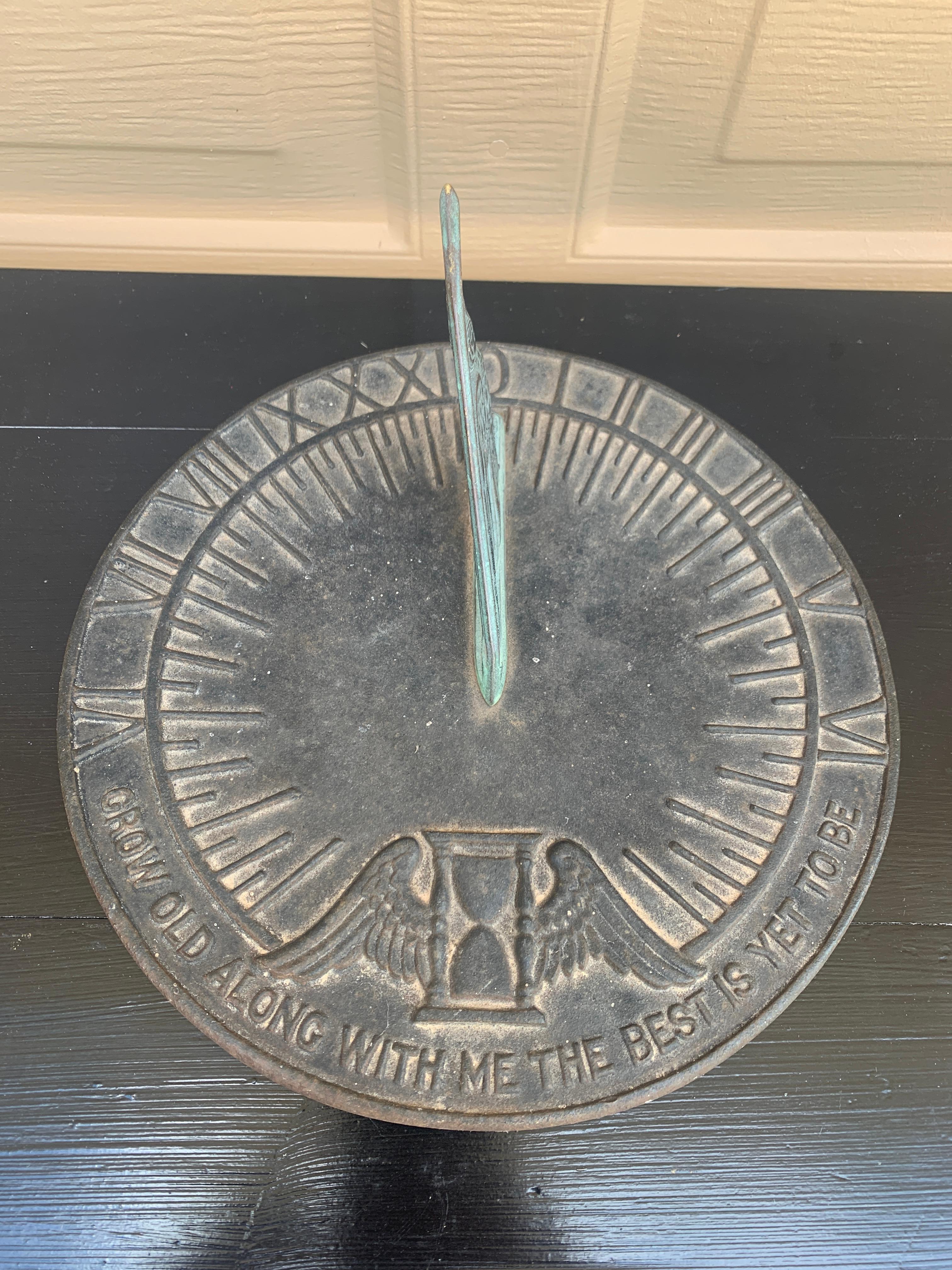 Vintage English Country Iron Verdigris Garden Sundial 