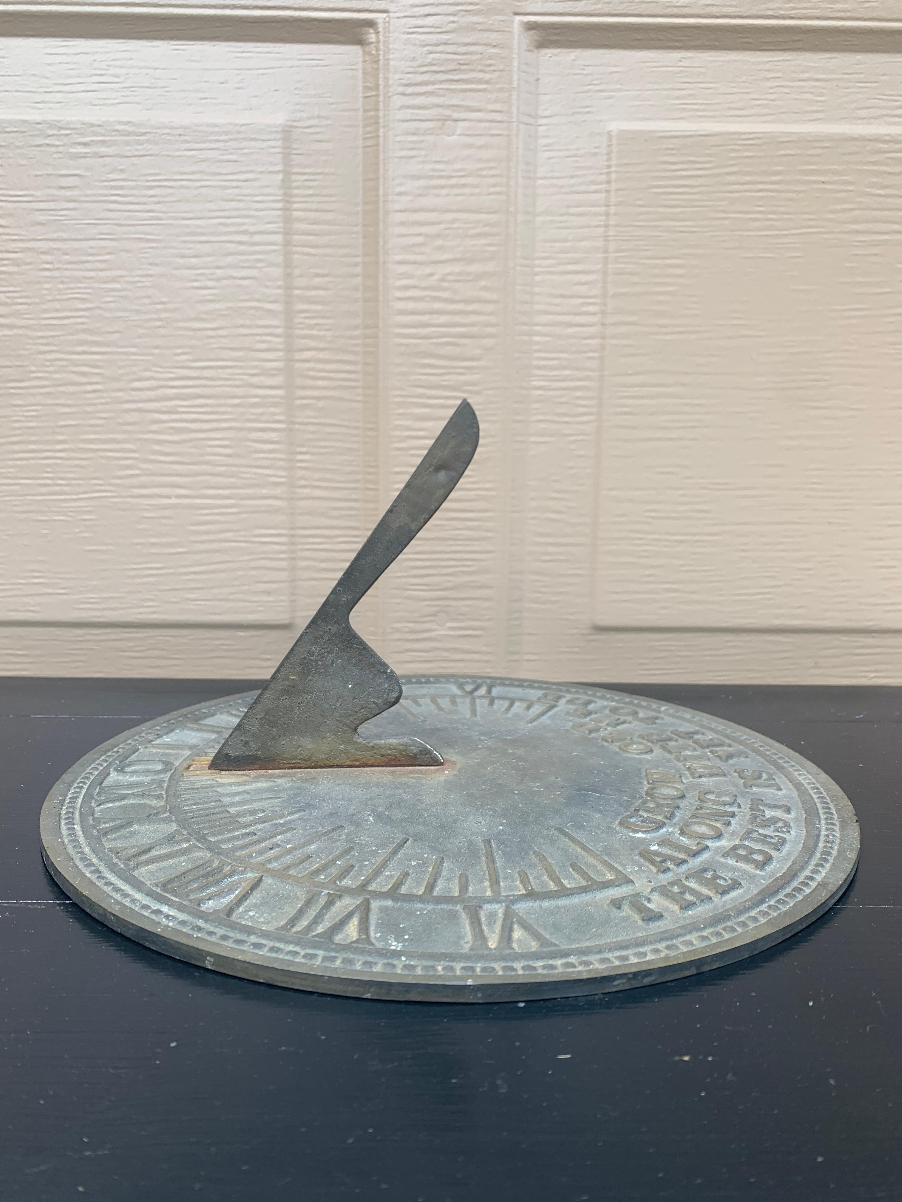 Vintage English Country Iron Verdigris Garden Sundial 