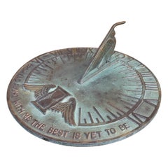 Vintage English Land Eisen Verdigris Garten Sonnenuhr "Grow Old Along With Me"