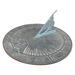 Vintage English Country Iron Verdigris Garden Sundial "Grow Old Along With Me"