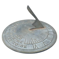Vintage English Country Iron Verdigris Garden Sundial "Grow Old Along With Me"