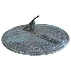 Vintage English Country Iron Verdigris Garden Sundial "Grow Old Along With Me"