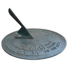 Vintage English Country Iron Verdigris Garden Sundial "Grow Old Along With Me"