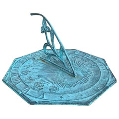 Vintage English Land Eisen Verdigris Garten Sonnenuhr mit Zodiac Zeichen