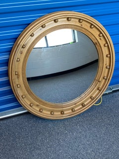 Vintage English Country Style Pine Convex Mirror