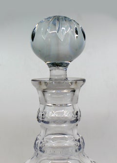 Vintage English Cut Glass Crystal Bulbous Decanter