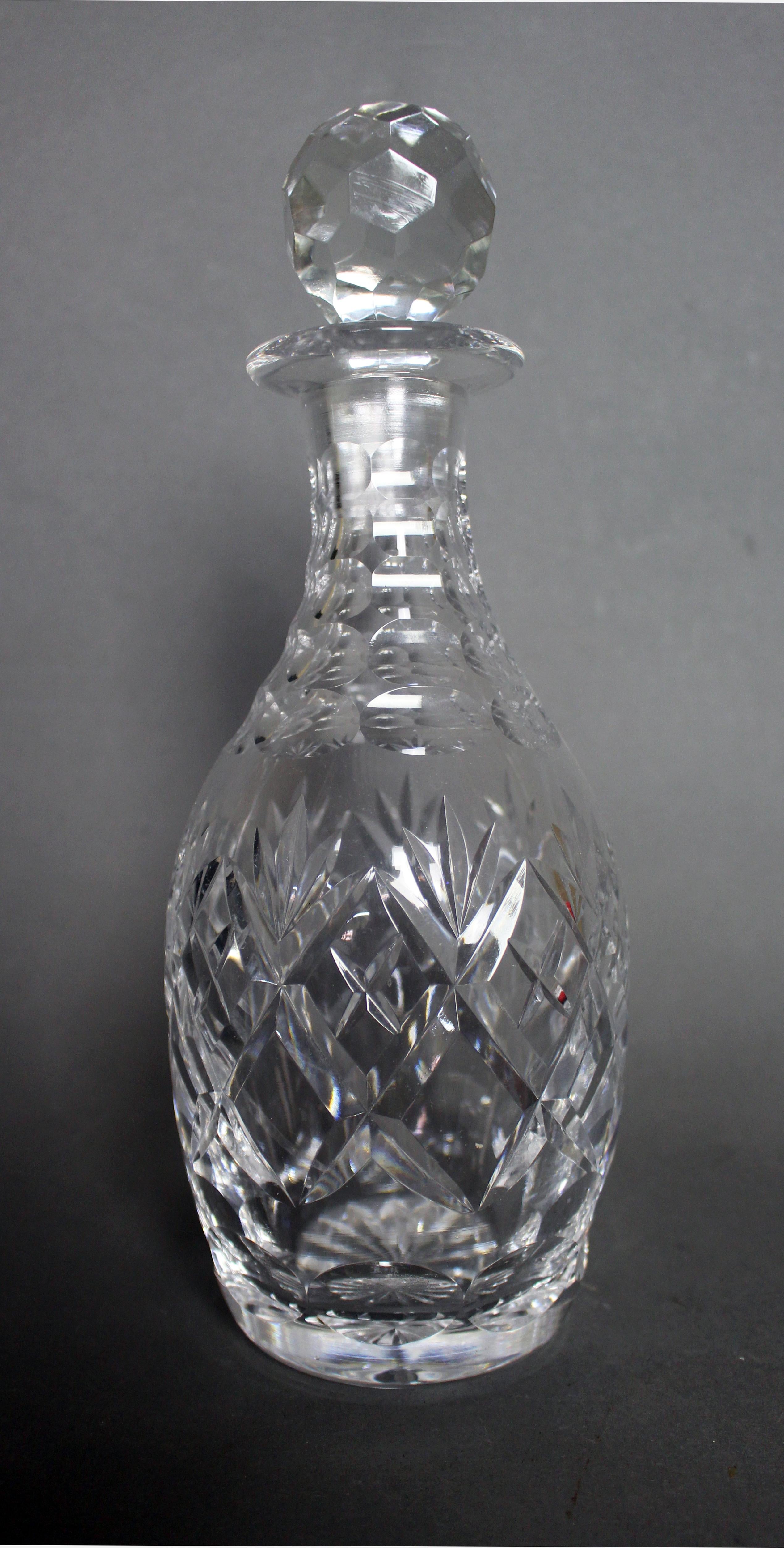 Vintage English cut glass decanter


Measures: Width: 10 cm

Height: 28 cm

20th century, Stourbridge

Excellent condition. No chips or cracks. Light scratches only in align with age.