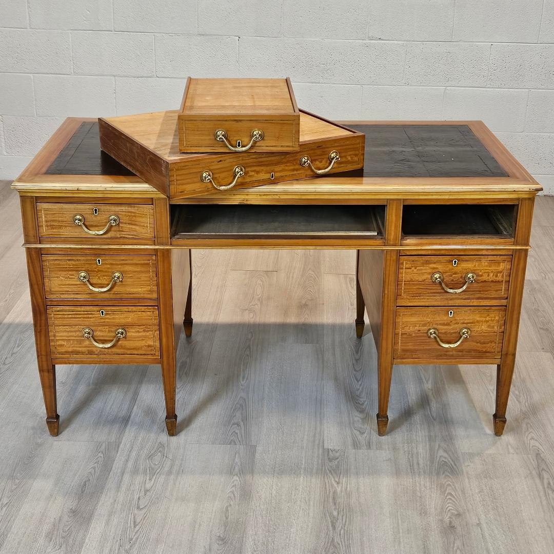 Vintage English Desk Leather Top For Sale 8