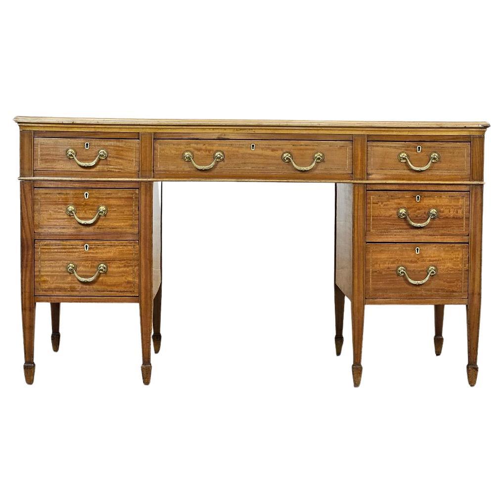 Vintage English Desk Leather Top For Sale
