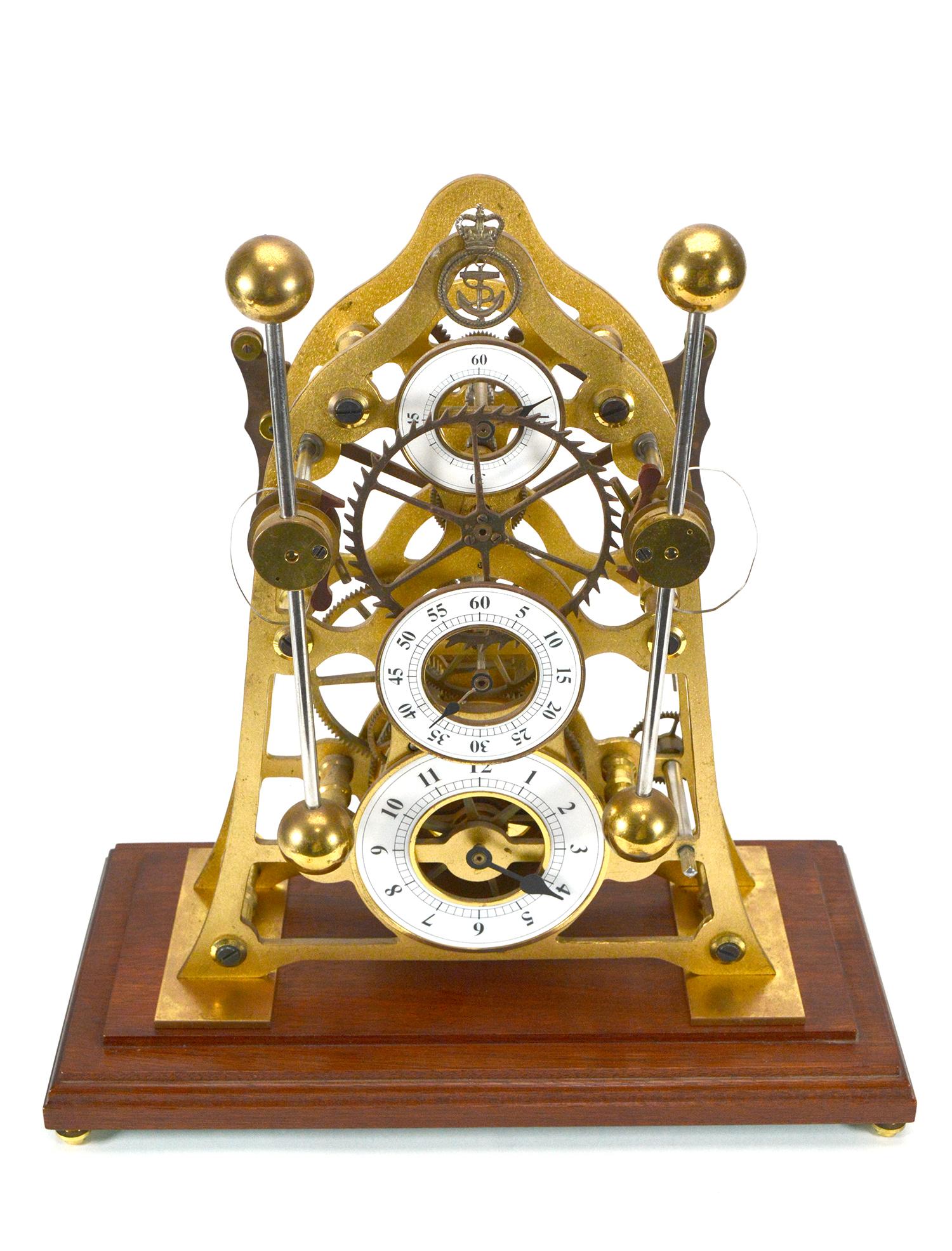 Vintage English Devon Harrison Grasshopper Escapement Double Pendulum Skeleton Sea Clock

MOVEMENT: 8 day wind up mechanism

FUNCTION: time only

SIZE: 16