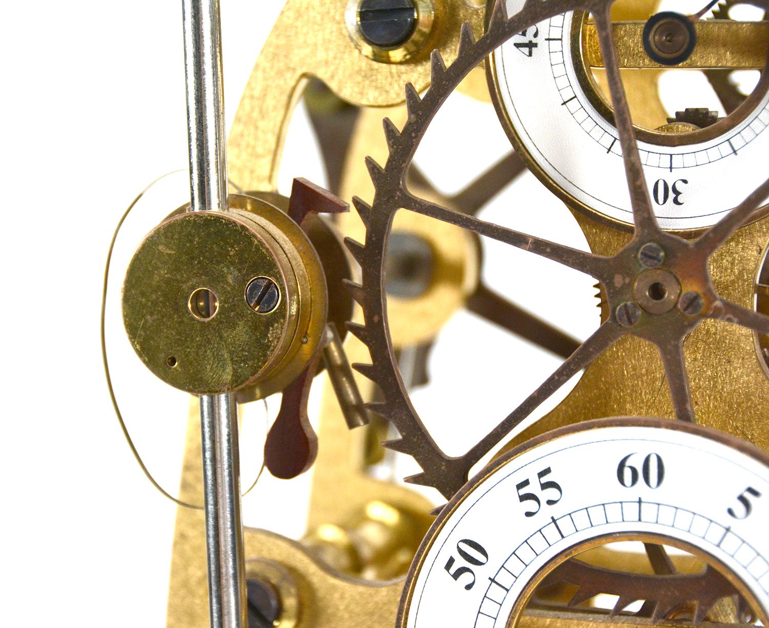Vintage English Devon Harrison Grasshopper Double Pendulum Skeleton Sea Clock In Good Condition In Danville, CA