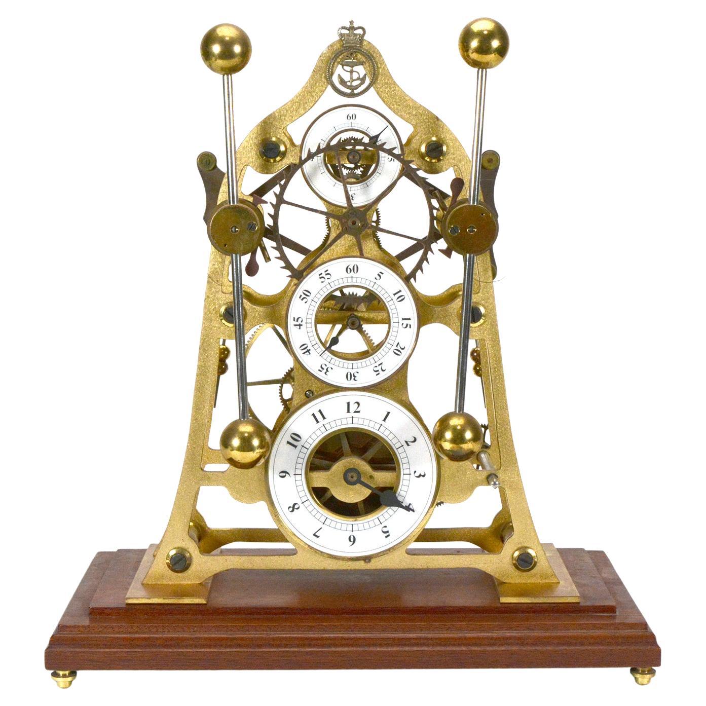 Vintage English Devon Harrison Grasshopper Double Pendulum Skeleton Sea Clock