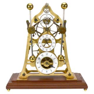 French Thin Glass Pinwheel Escapement Big Wheel Marble Base Skeleton ...