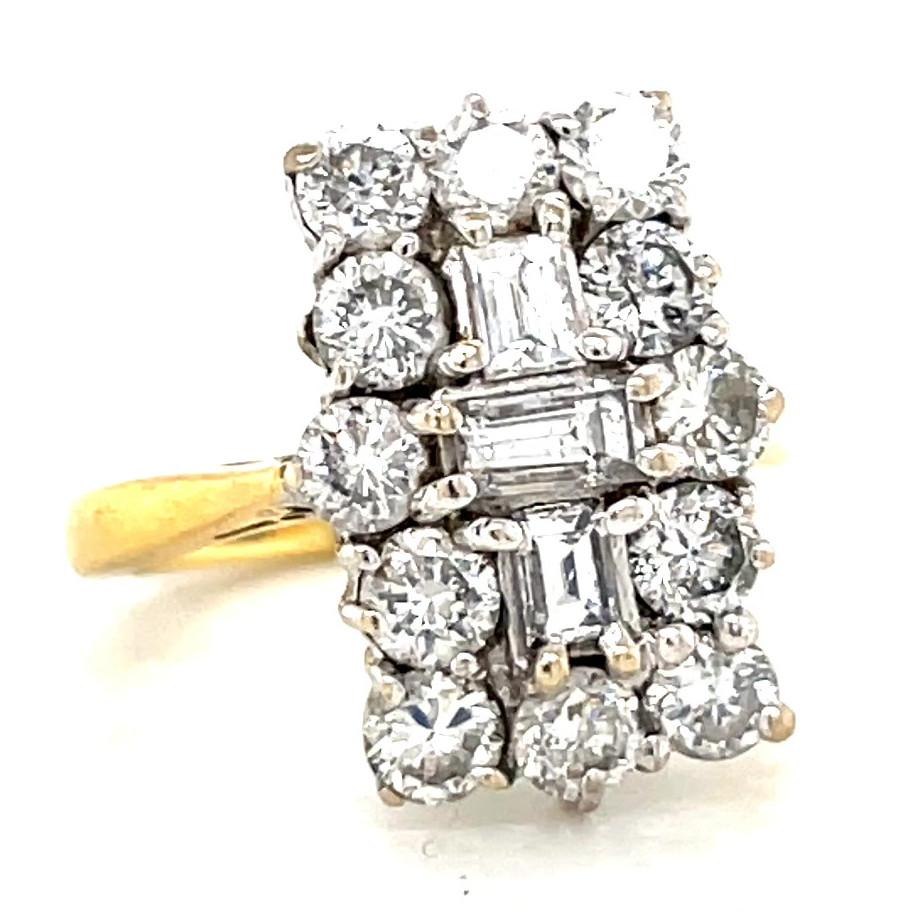 Retro Vintage English Diamond Gold Cluster Ring