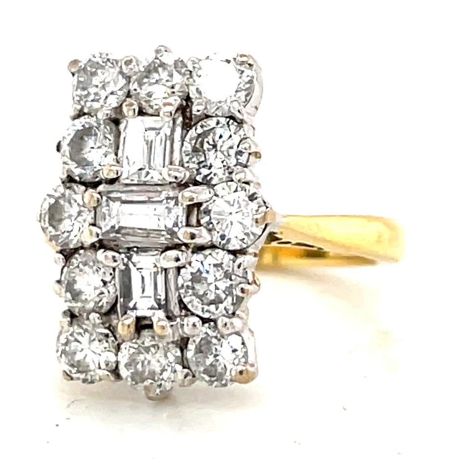 Round Cut Vintage English Diamond Gold Cluster Ring