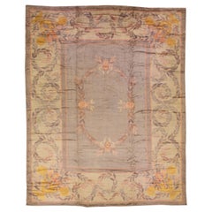 Vintage English Donegal Handmade Gray & Tan Designed Wool Rug
