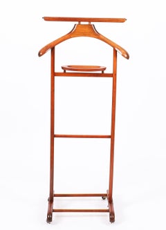 Vintage English Edwardian Revival Walnut Valet Clothes Stand Late 20th Century