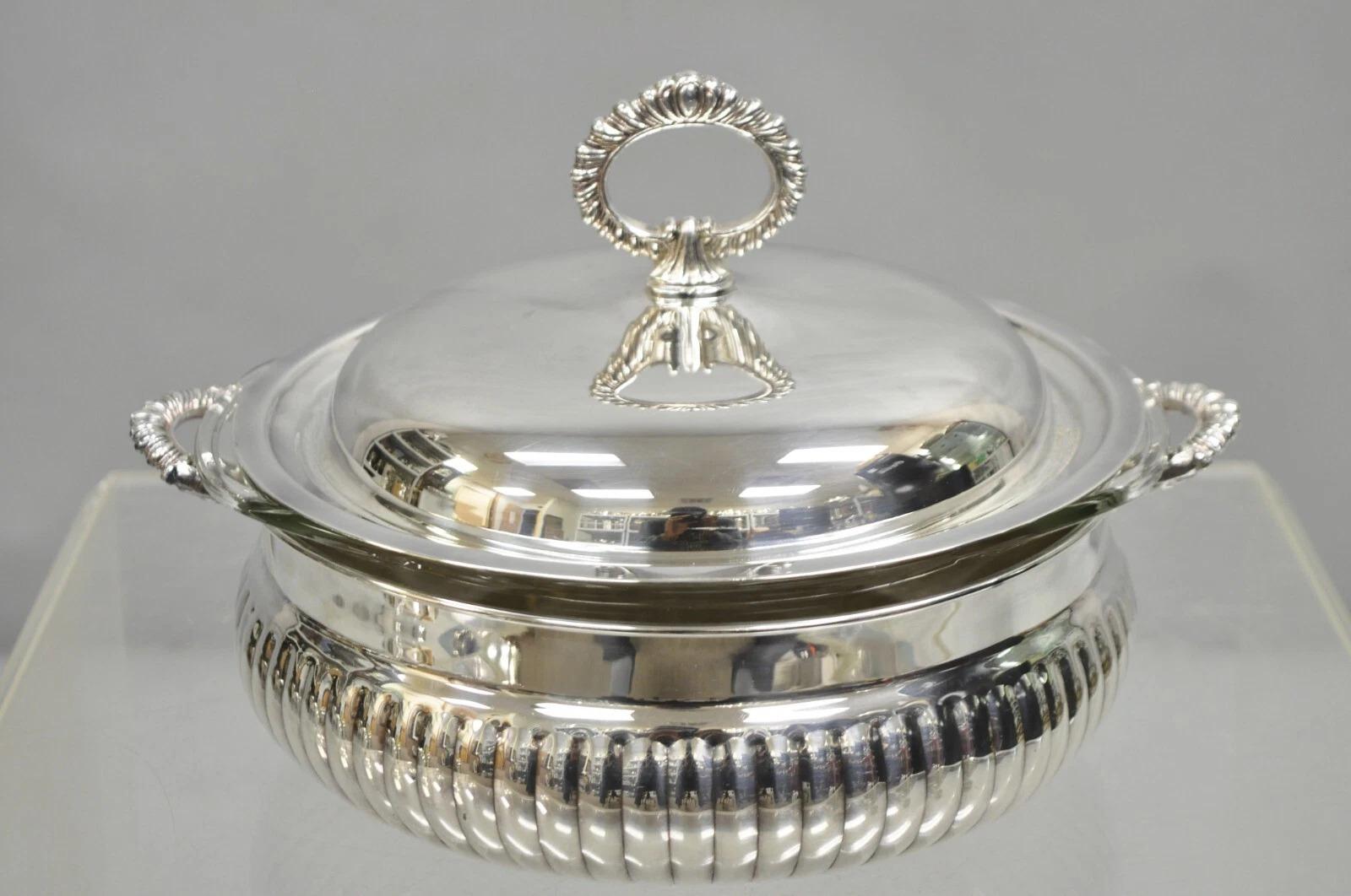Vintage English Edwardian Silver Plated Covered Serving Dish By W&S Blackinton en vente 2