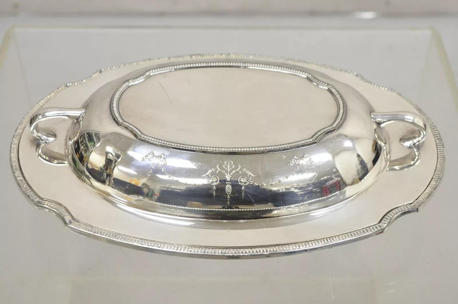 Plato para Verduras con Cubierta y Cortinas de la Época Eduardiana Inglesa de la Plata en venta 3
