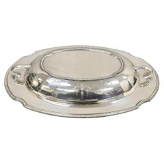Antique English Edwardian Silver Plated Covered Vegetable Dish w/ Drapes