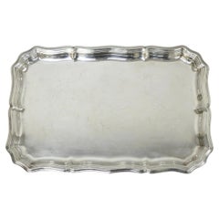 Vintage English Edwardian Silver Plated Scalloped Small Bar Trinket Dish Tray