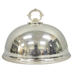 Vintage English Edwardian Style Silver Plated 10" Round Serving Dish Plate Cover