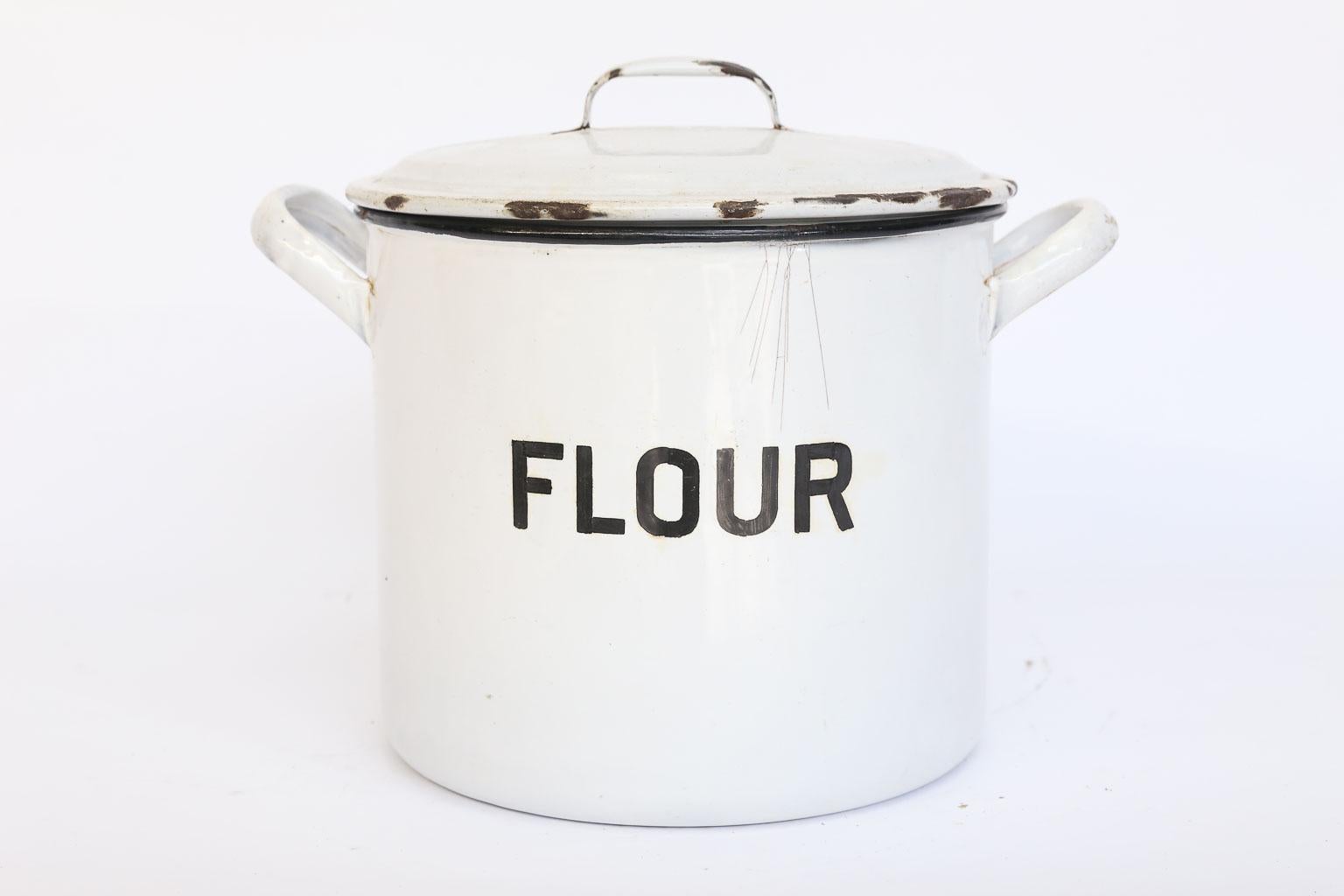 vintage enamel flour bin