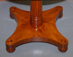 Vintage English Flamed Walnut Chess Table with Marble Inset Board Hidden Drawer