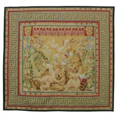 Vintage English Flying Angels Design Tapestry 6'1ʺ X 6'55"