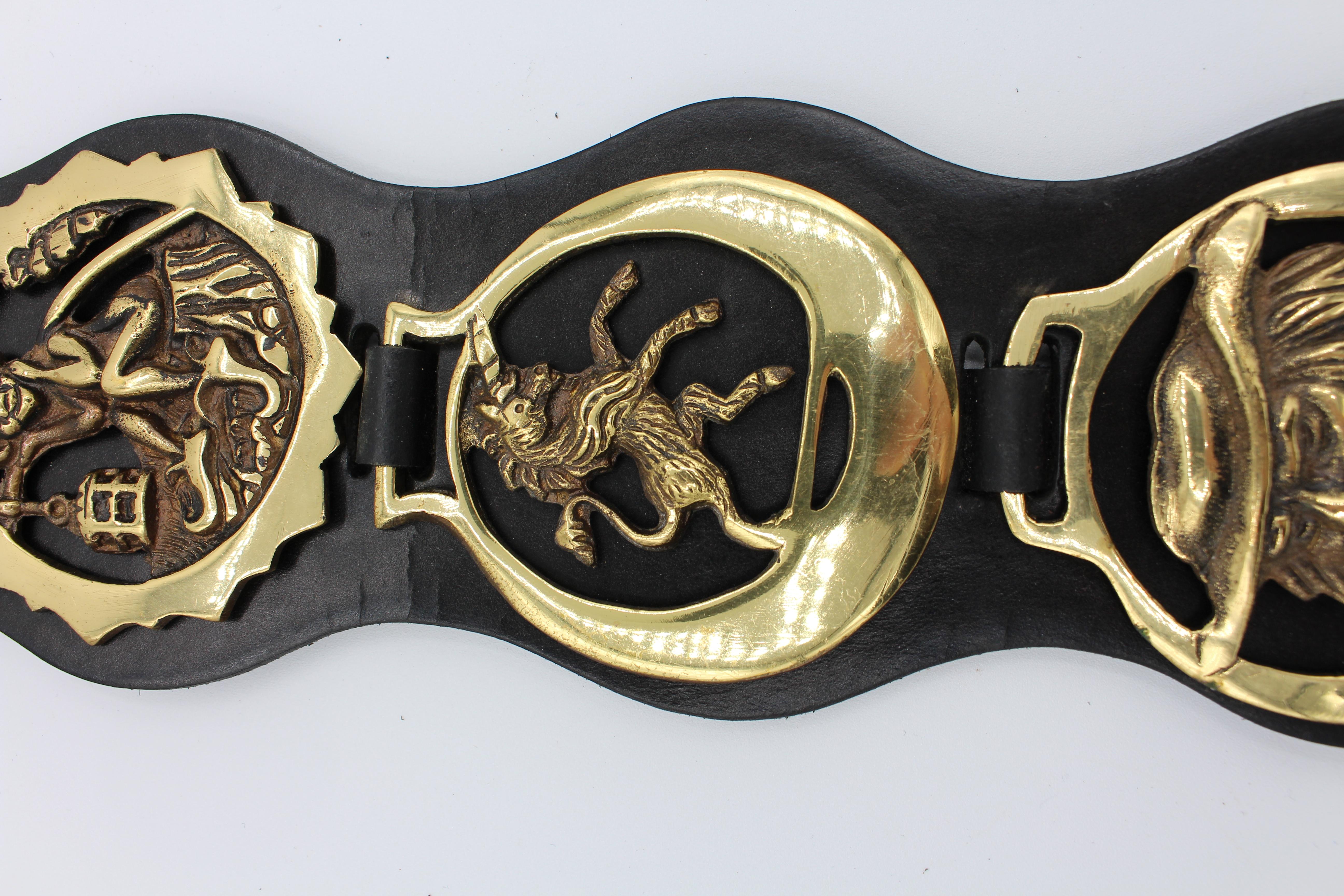 leather horse brass strap