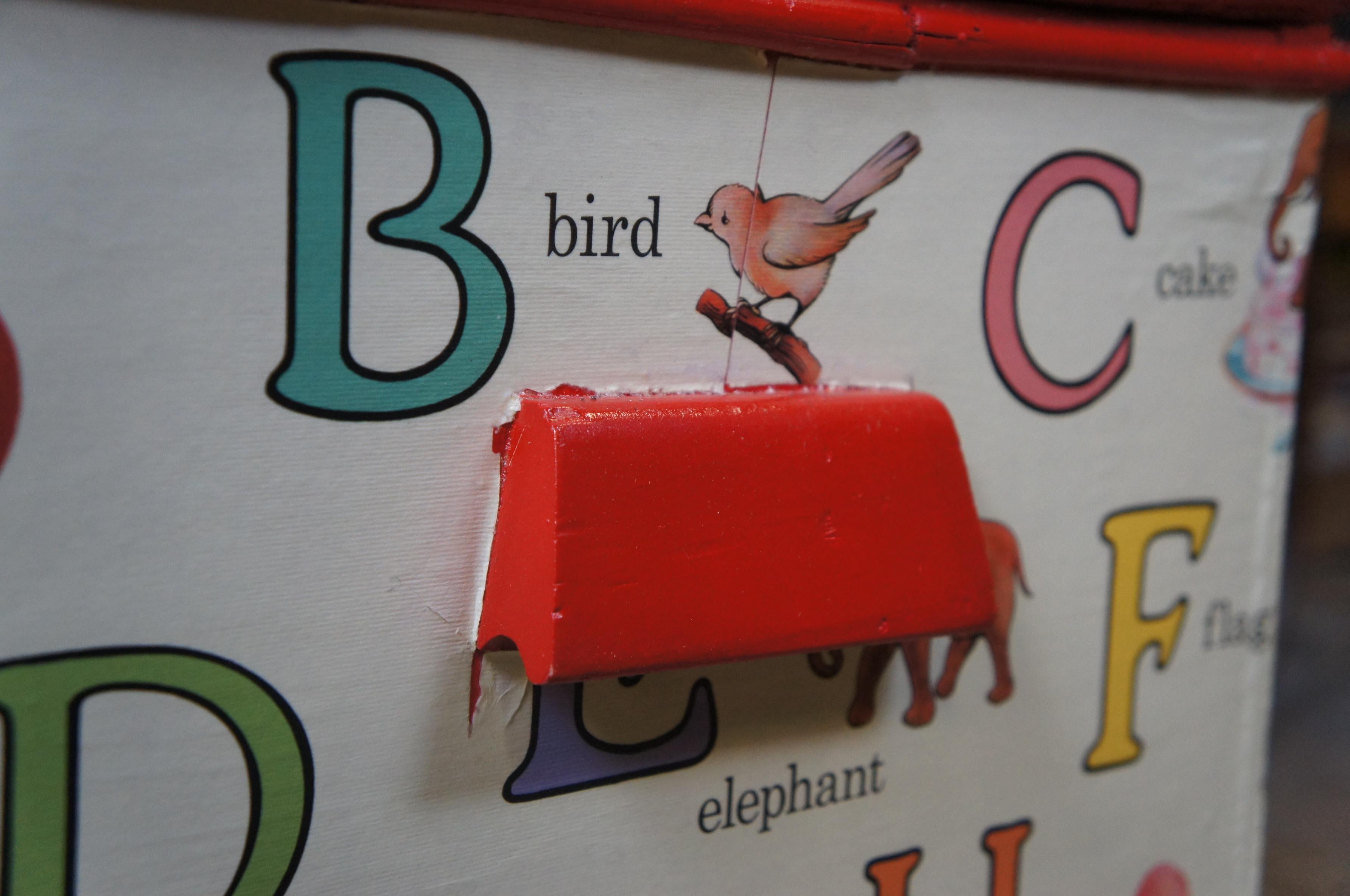 Vintage English French ABC Alphabet Decoupage Childs Toy Box Chest Trunk 26