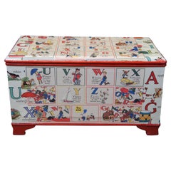 Englische französische ABC Alphabet Decoupage Kinder-Spielzeugkasten-Kommode, Vintage 26"