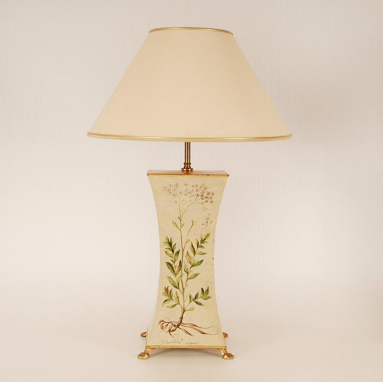 Vintage English French Country Style off White and Green Floral Table