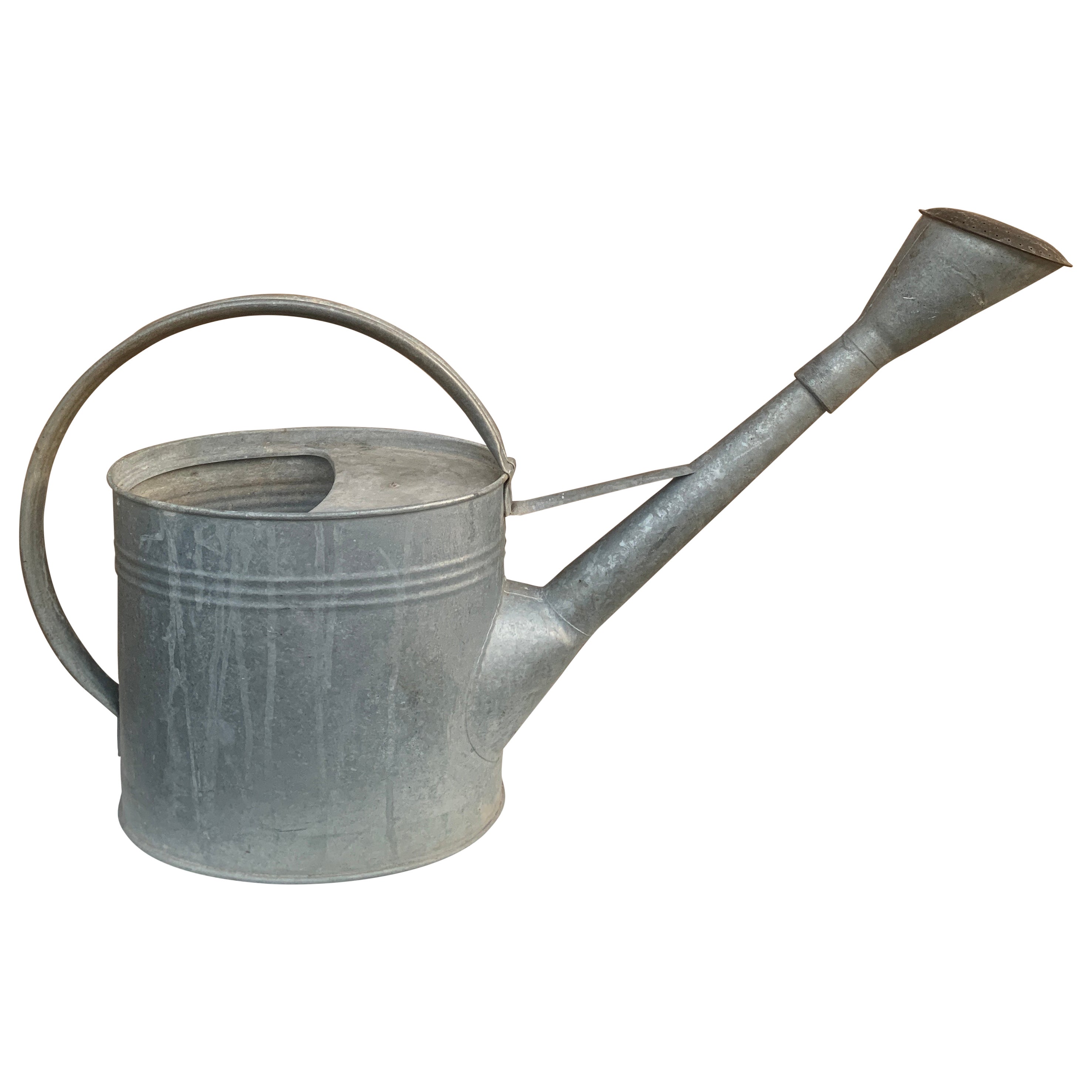 Regadera inglesa vintage de acero galvanizado y cobre para jardín, circa años 60 en venta