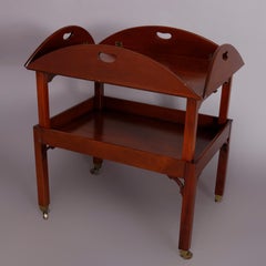 Vintage English George III Style Kittinger Mahogany Tea Table and Stand