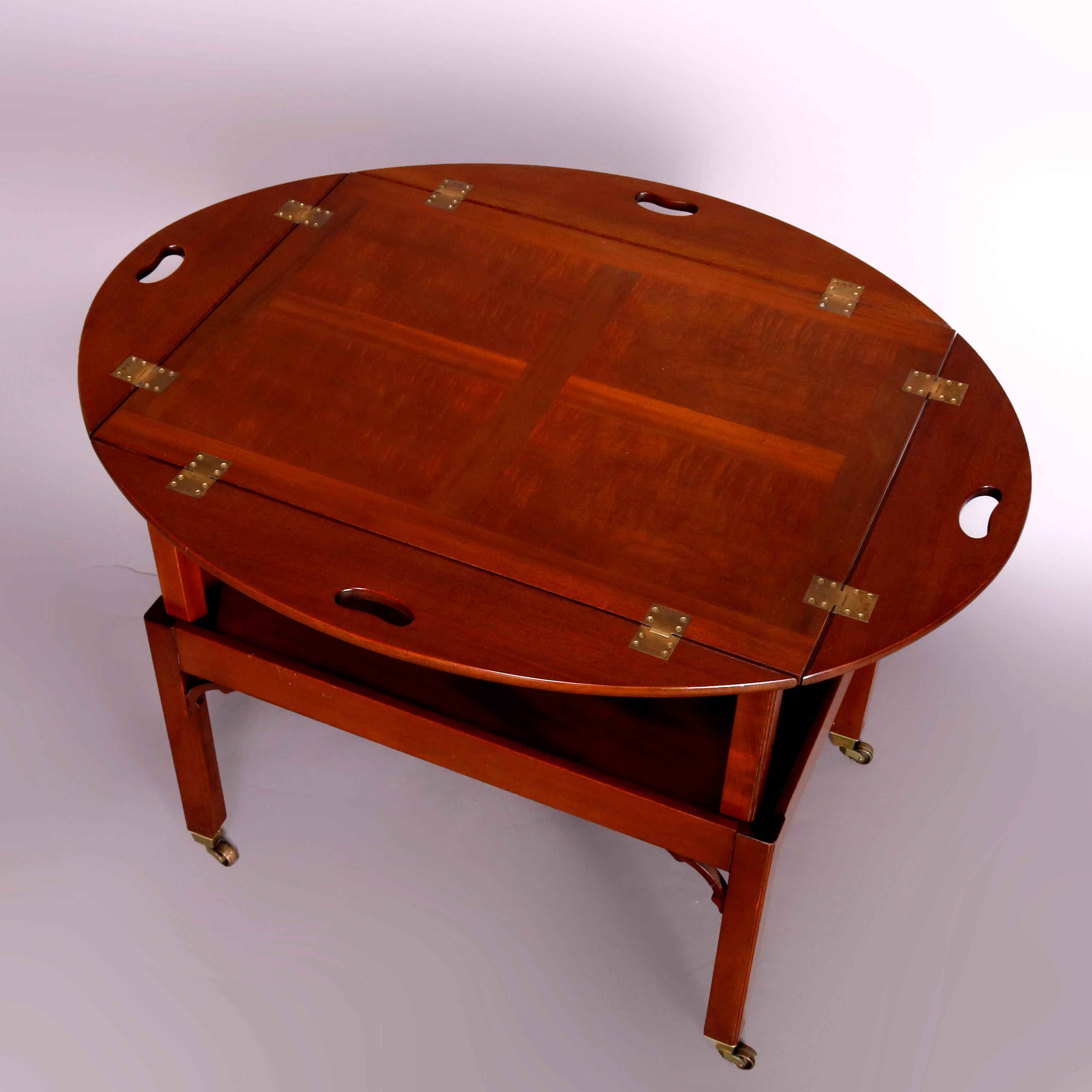 American Vintage English George III Style Kittinger Mahogany Tea Table and Stand
