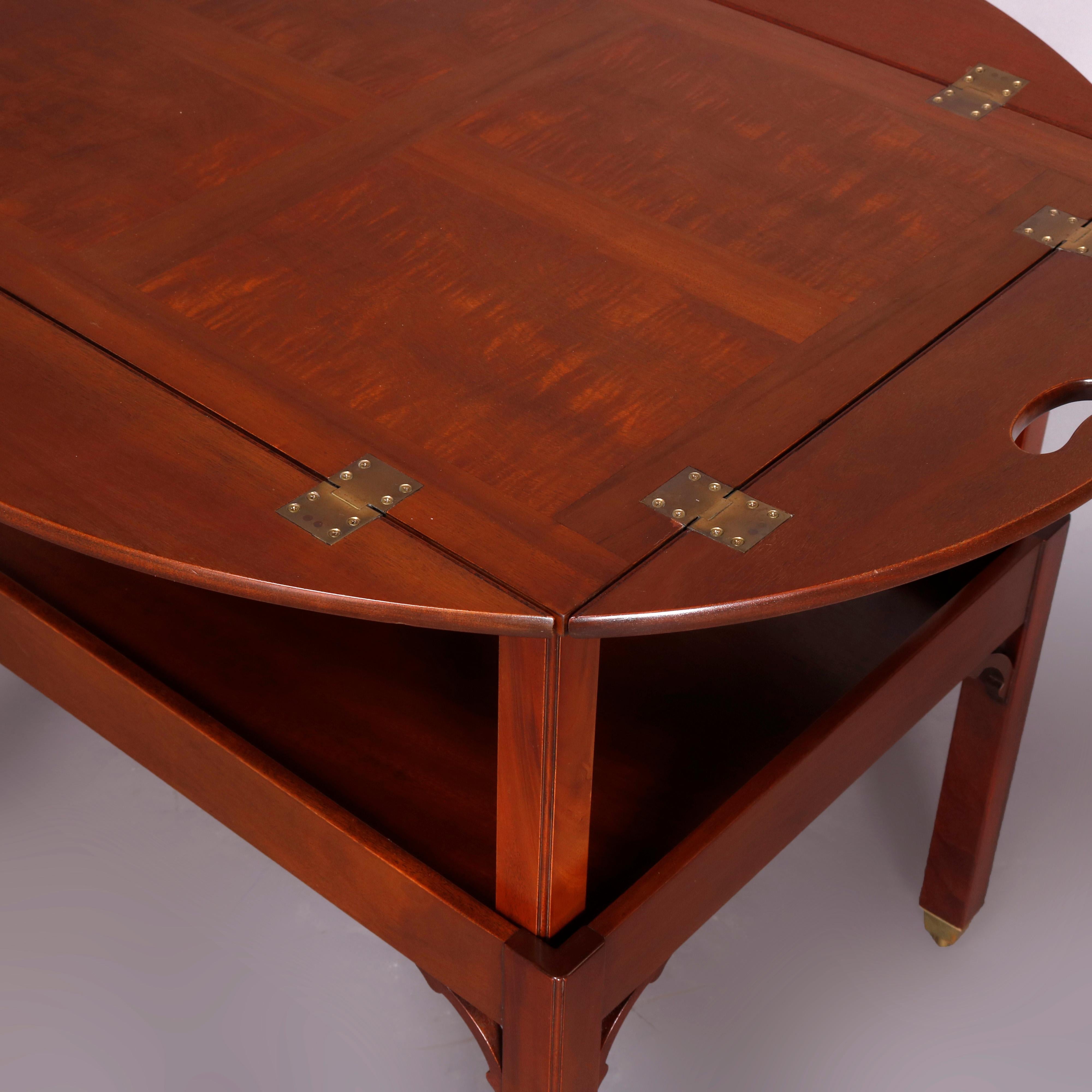 Vintage English George III Style Kittinger Mahogany Tea Table and Stand In Good Condition In Big Flats, NY