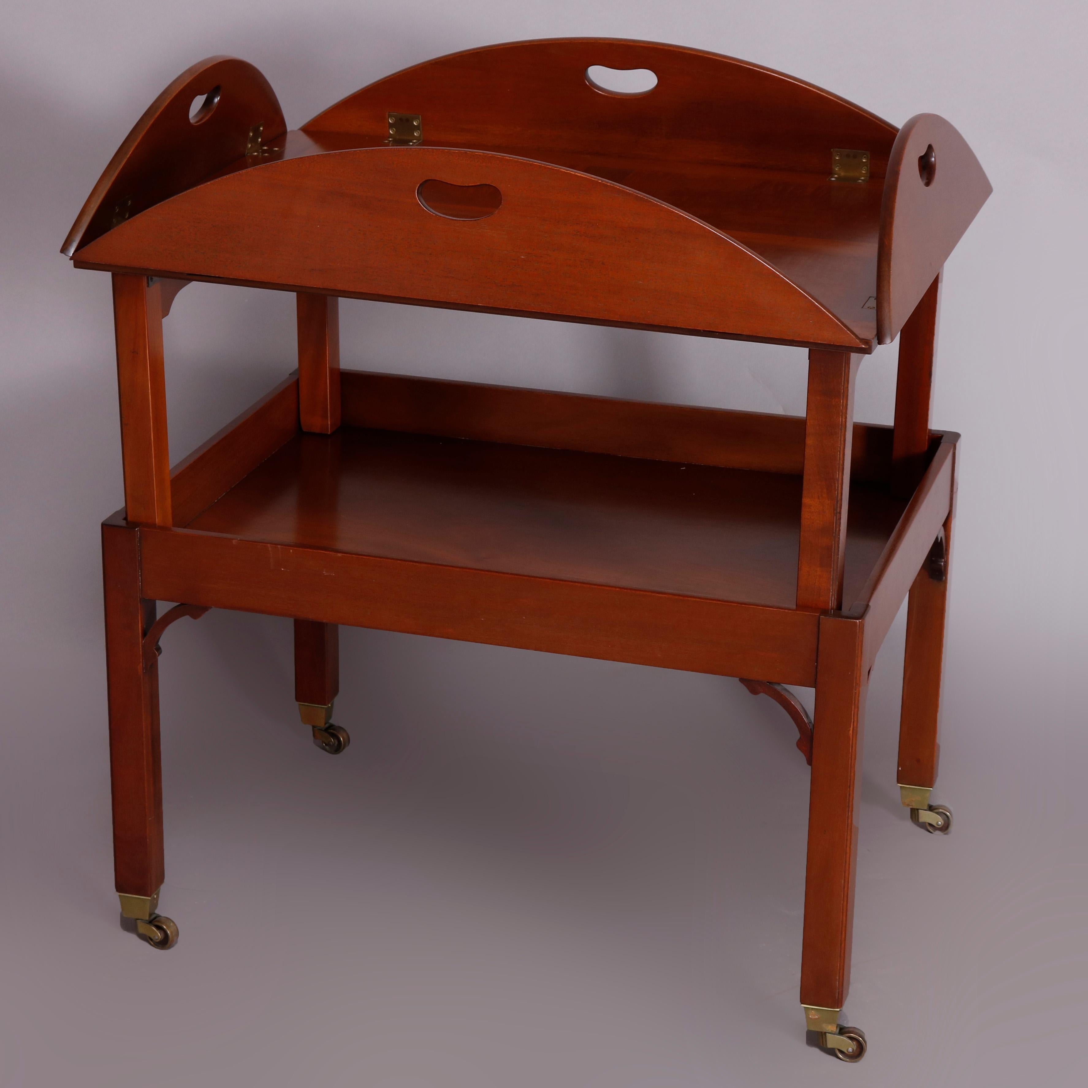 20th Century Vintage English George III Style Kittinger Mahogany Tea Table and Stand