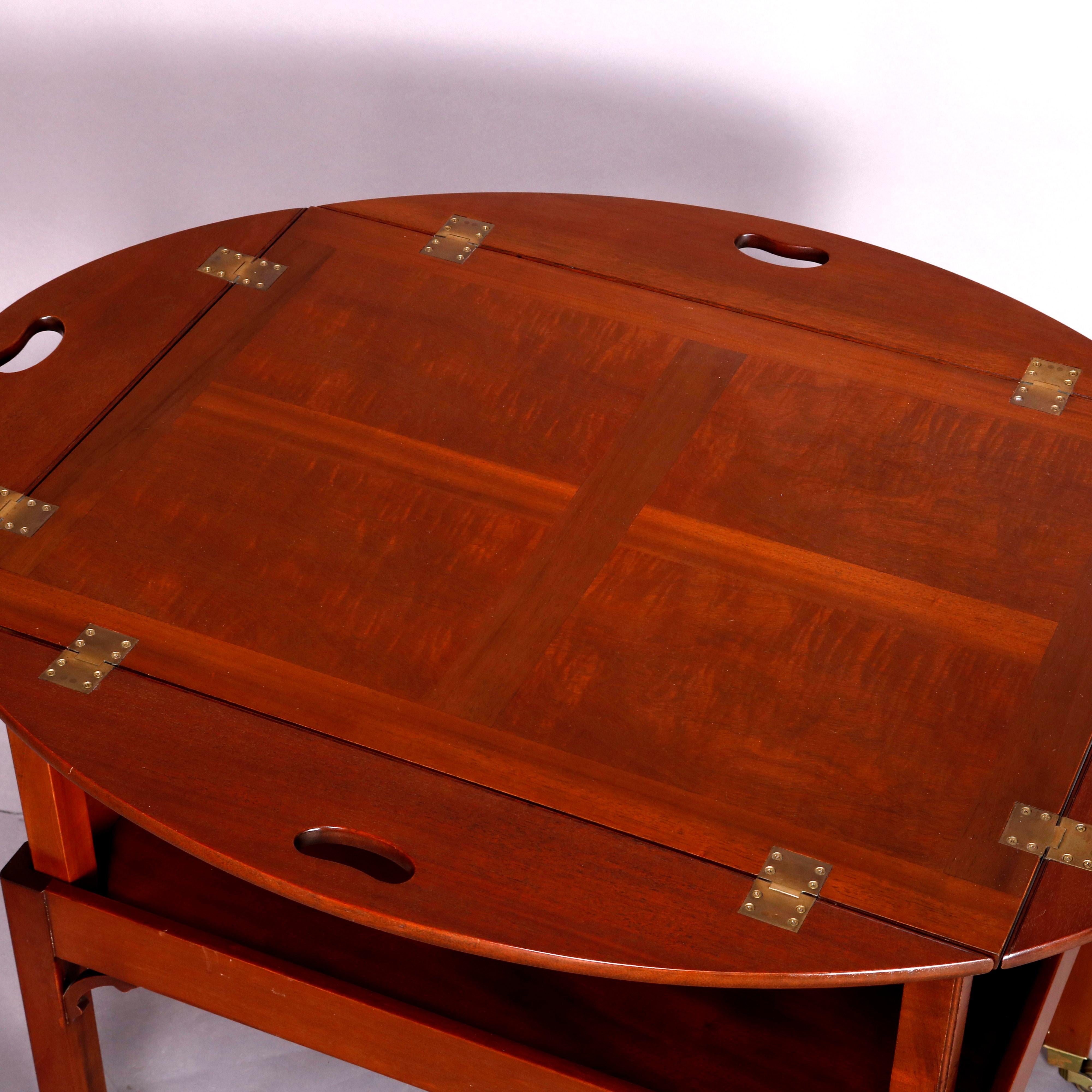 Vintage English George III Style Kittinger Mahogany Tea Table and Stand 2