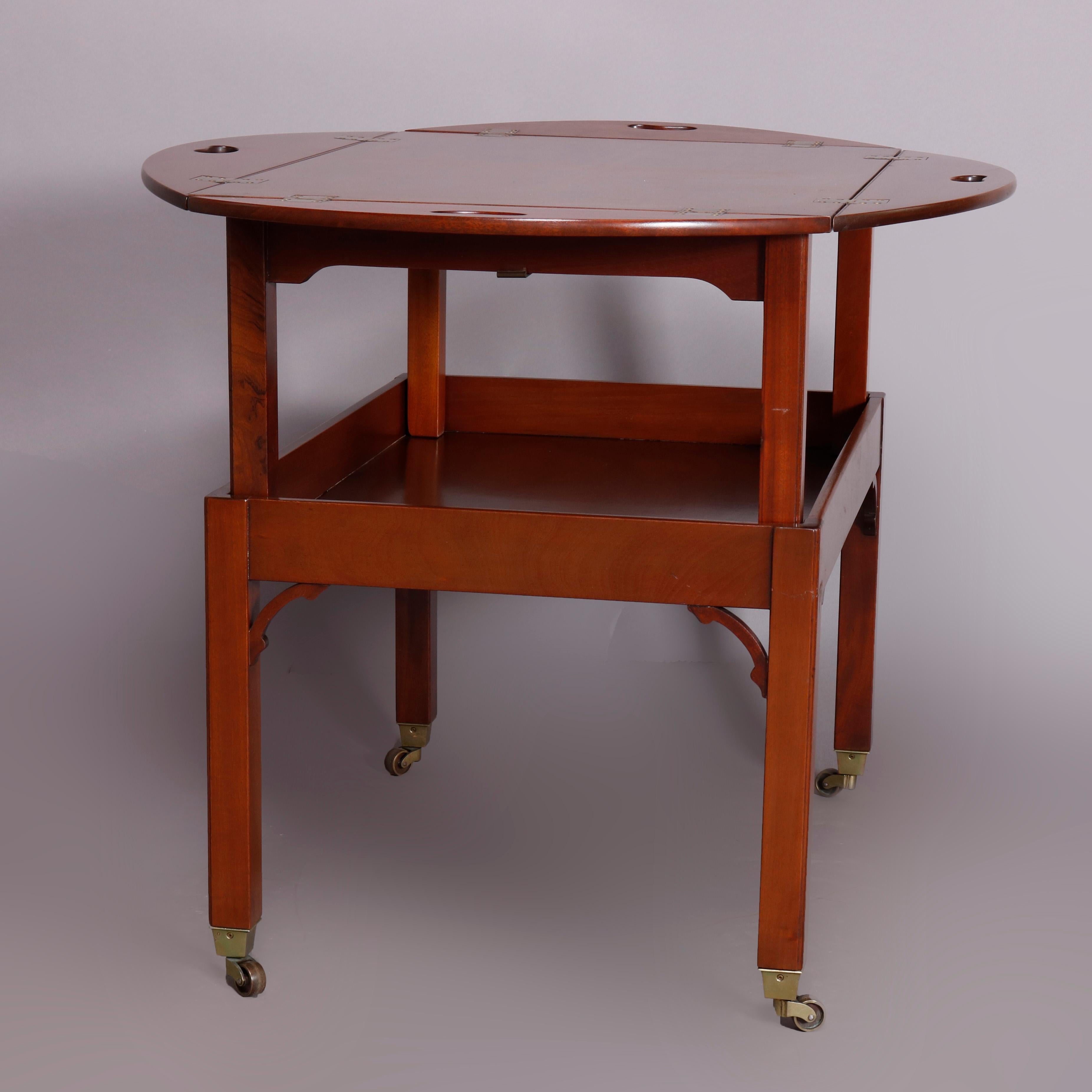 Vintage English George III Style Kittinger Mahogany Tea Table and Stand 3