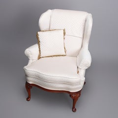 Vintage English George III Style Upholstered Wingback Chair, 20th Century