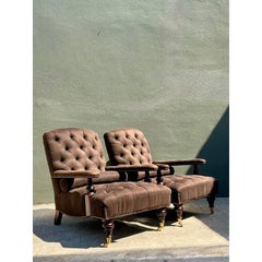 Vintage English George Smith “Edwardian” Tufted Lounge Chairs - A Pair