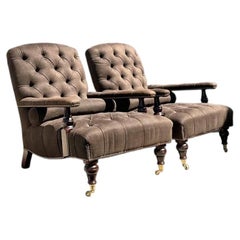 Vintage English George Smith “Edwardian” Tufted Lounge Chairs - A Pair