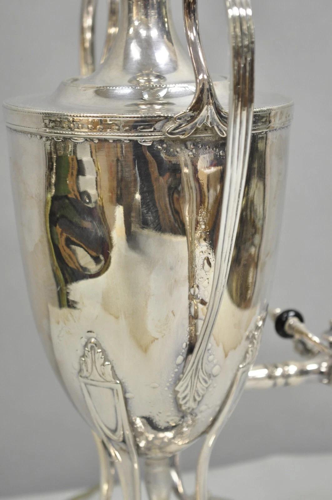 Vintage English Georgian Silver Plated Urn Trophy Cup Samovar Table Lamp For Sale 2